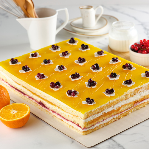 Торт прямоугольный Фруктовый желтый