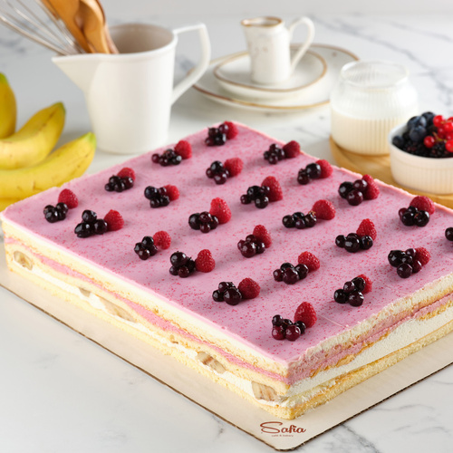 Торт прямоугольный Фруктовый розовый