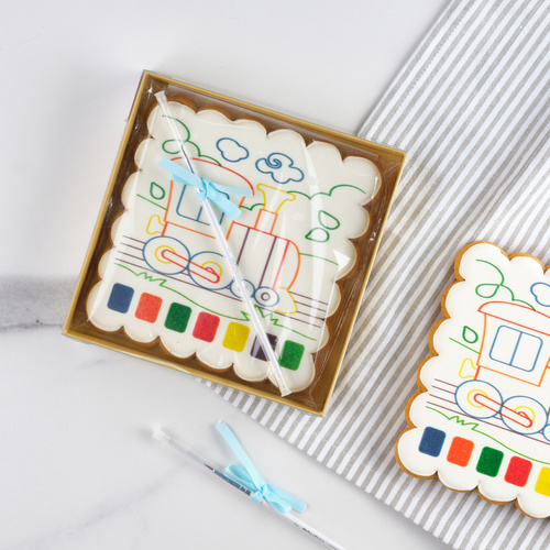 Пряничная раскраска Паровозик